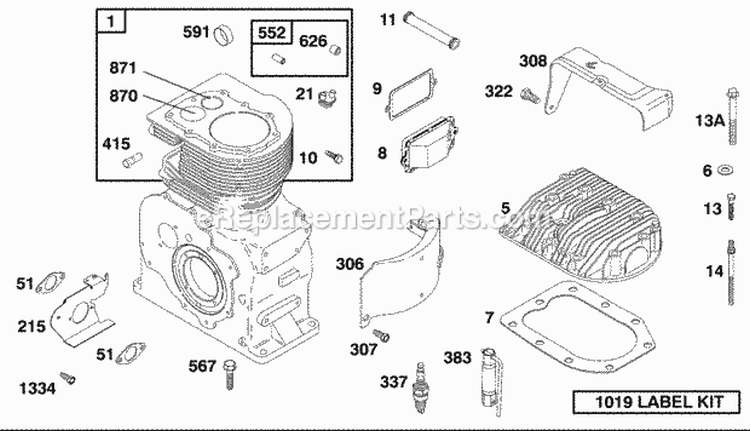Page H Diagram and Parts List for 32K437-0112-01  Briggs and Stratton Engine